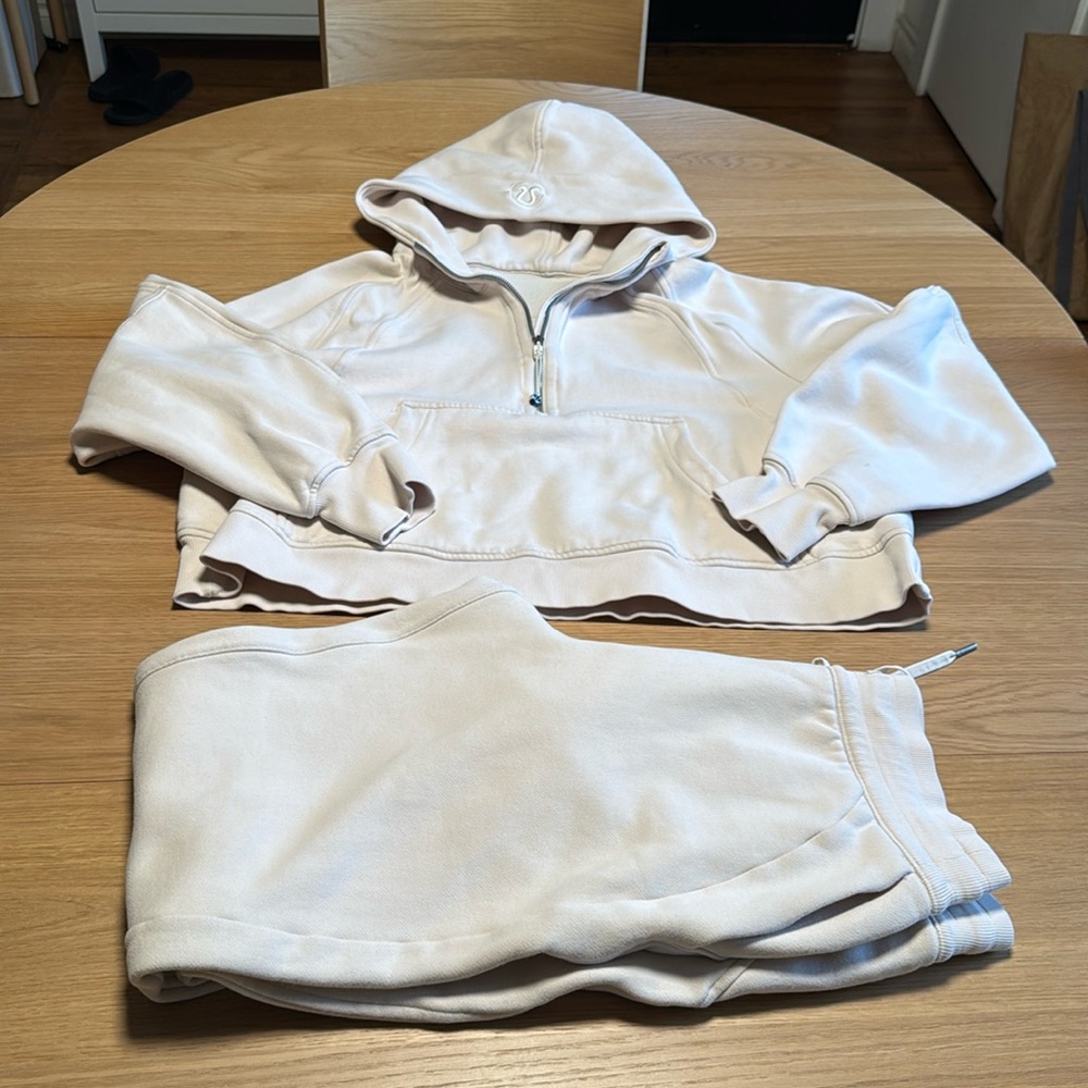 Lululemon oversized cropped hoodie and jogger set. Cream color. XL 10